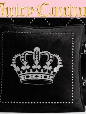 Juicy Couture Home Crown Motif Velour Decorative Accent Pillow